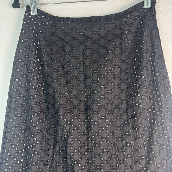 Rene Pontier NY Paris black midi flare skirt Boho Style Vintage Sz 8 - Picture 2 of 11